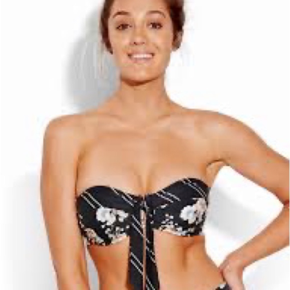 NWT Seafolly Splendour Navy Blue Floral Underwire Bandeau Bikini Top DD Cup Size